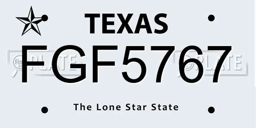 FGF5767 Texas License Plate