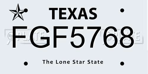 FGF5768 Texas License Plate