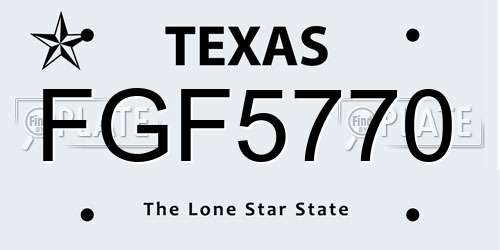 FGF5770 Texas License Plate