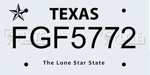 FGF5772 Texas License Plate