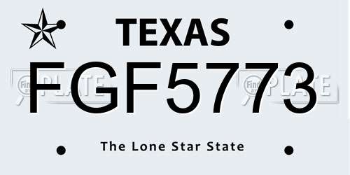 FGF5773 Texas License Plate