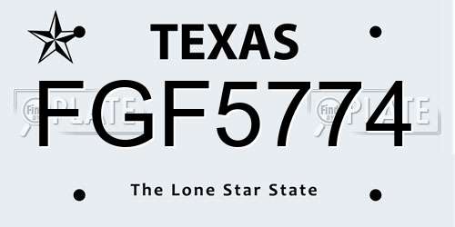 FGF5774 Texas License Plate
