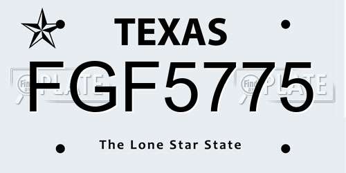FGF5775 Texas License Plate
