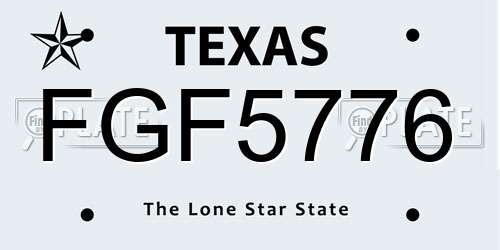 FGF5776 Texas License Plate