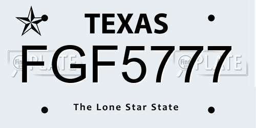 FGF5777 Texas License Plate