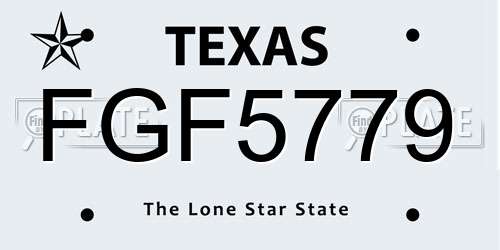 FGF5779 Texas License Plate