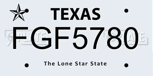 FGF5780 Texas License Plate