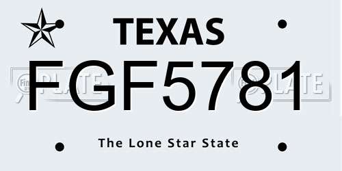 FGF5781 Texas License Plate