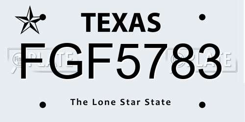 FGF5783 Texas License Plate