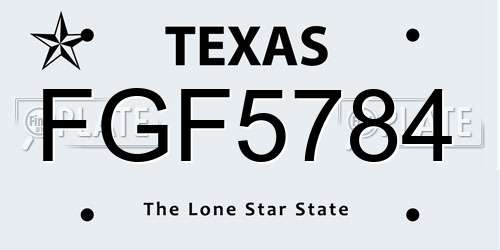FGF5784 Texas License Plate