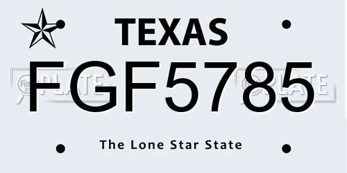 FGF5785 Texas License Plate