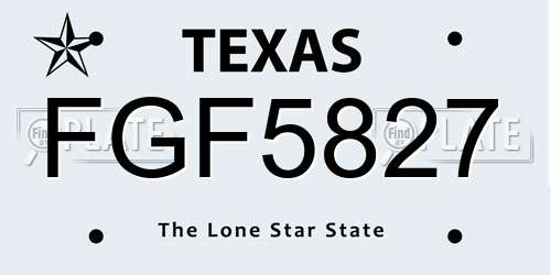 FGF5827 Texas License Plate