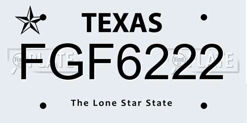 FGF6222 Texas License Plate