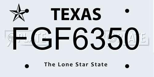 FGF6350 Texas License Plate