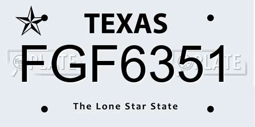 FGF6351 Texas License Plate