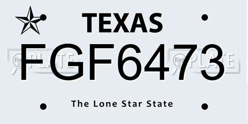 FGF6473 Texas License Plate