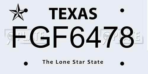 FGF6478 Texas License Plate