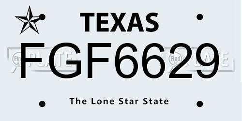 FGF6629 Texas License Plate