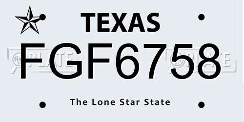 FGF6758 Texas License Plate