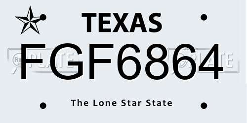 FGF6864 Texas License Plate