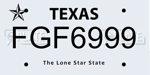 FGF6999 Texas License Plate