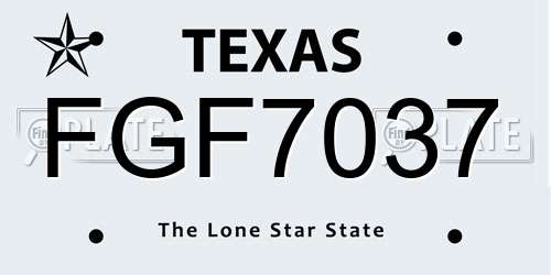 FGF7037 Texas License Plate