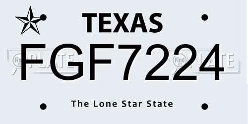 FGF7224 Texas License Plate