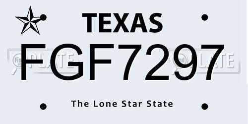 FGF7297 Texas License Plate