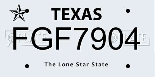 FGF7904 Texas License Plate