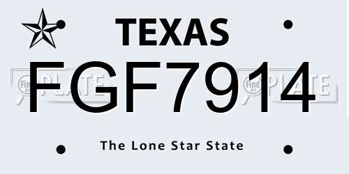 FGF7914 Texas License Plate