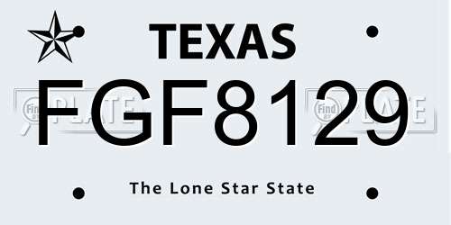 FGF8129 Texas License Plate