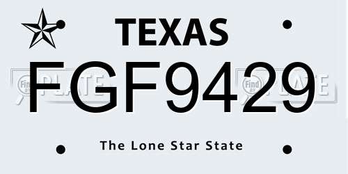 FGF9429 Texas License Plate