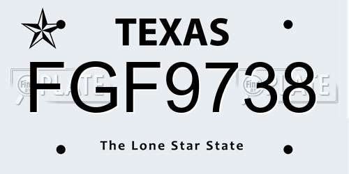 FGF9738 Texas License Plate
