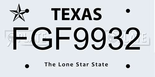 FGF9932 Texas License Plate