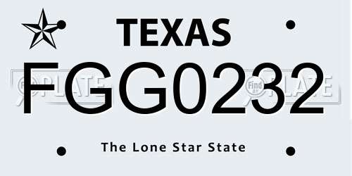 FGG0232 Texas License Plate