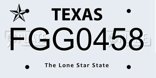 FGG0458 Texas License Plate