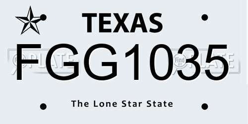 FGG1035 Texas License Plate