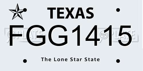 FGG1415 Texas License Plate