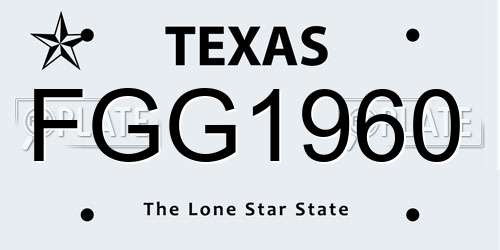 FGG1960 Texas License Plate