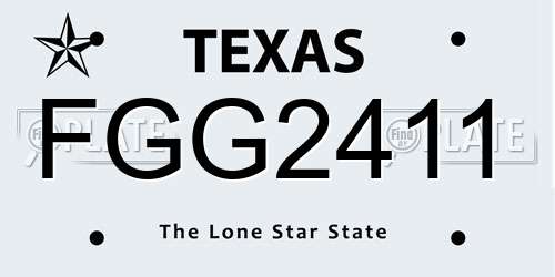 FGG2411 Texas License Plate
