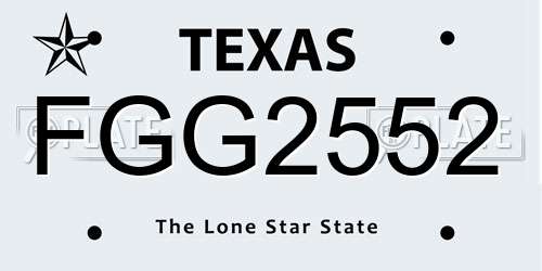 FGG2552 Texas License Plate