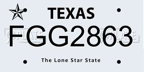 FGG2863 Texas License Plate