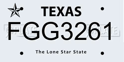 FGG3261 Texas License Plate