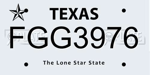 FGG3976 Texas License Plate