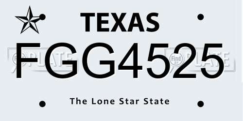 FGG4525 Texas License Plate
