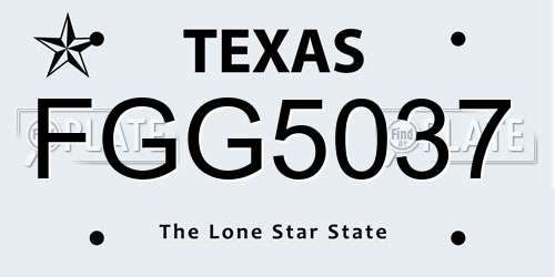 FGG5037 Texas License Plate