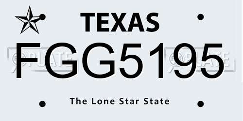 FGG5195 Texas License Plate