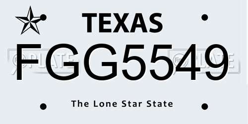 FGG5549 Texas License Plate