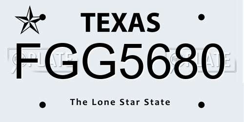 FGG5680 Texas License Plate