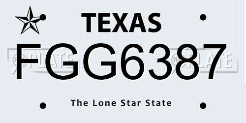 FGG6387 Texas License Plate